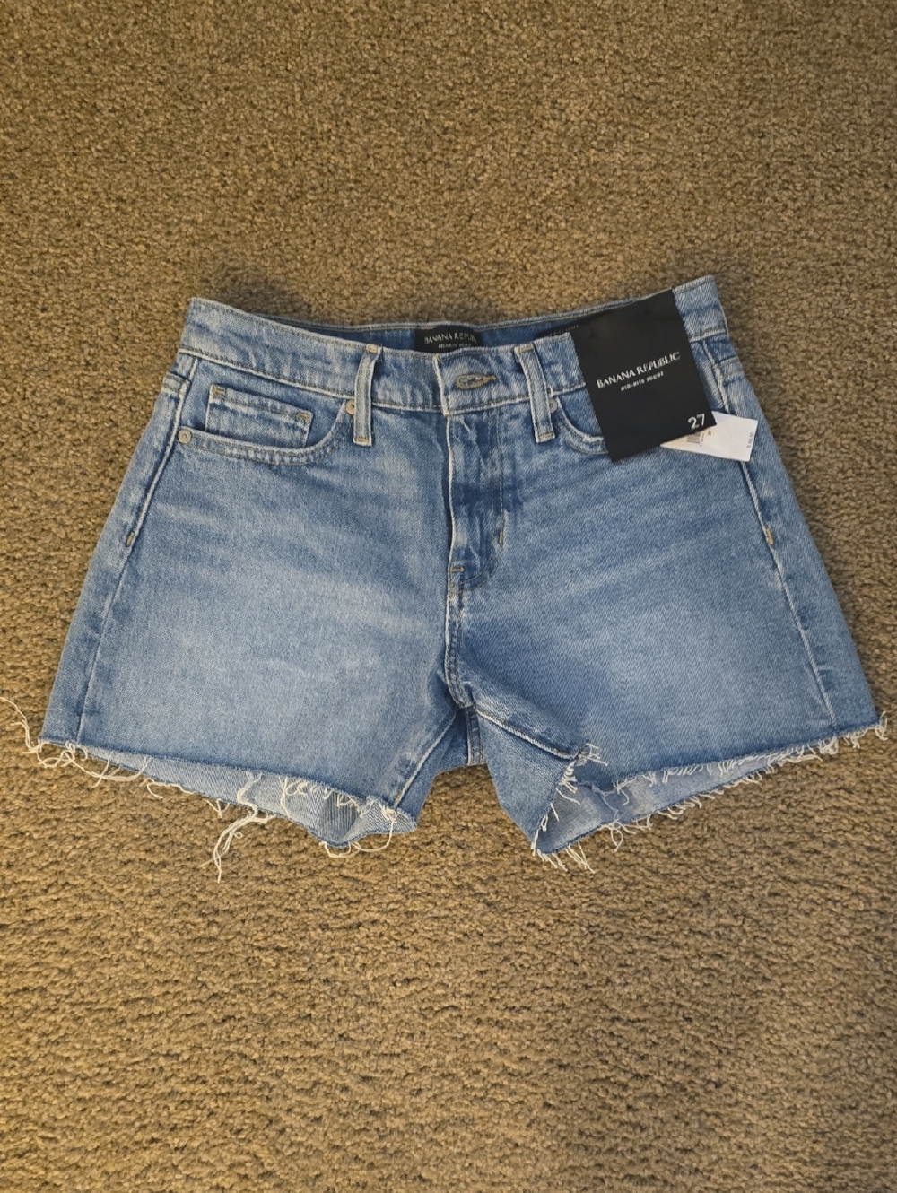 Banana Republic Mid Rise Frayed Hem Denim Shorts